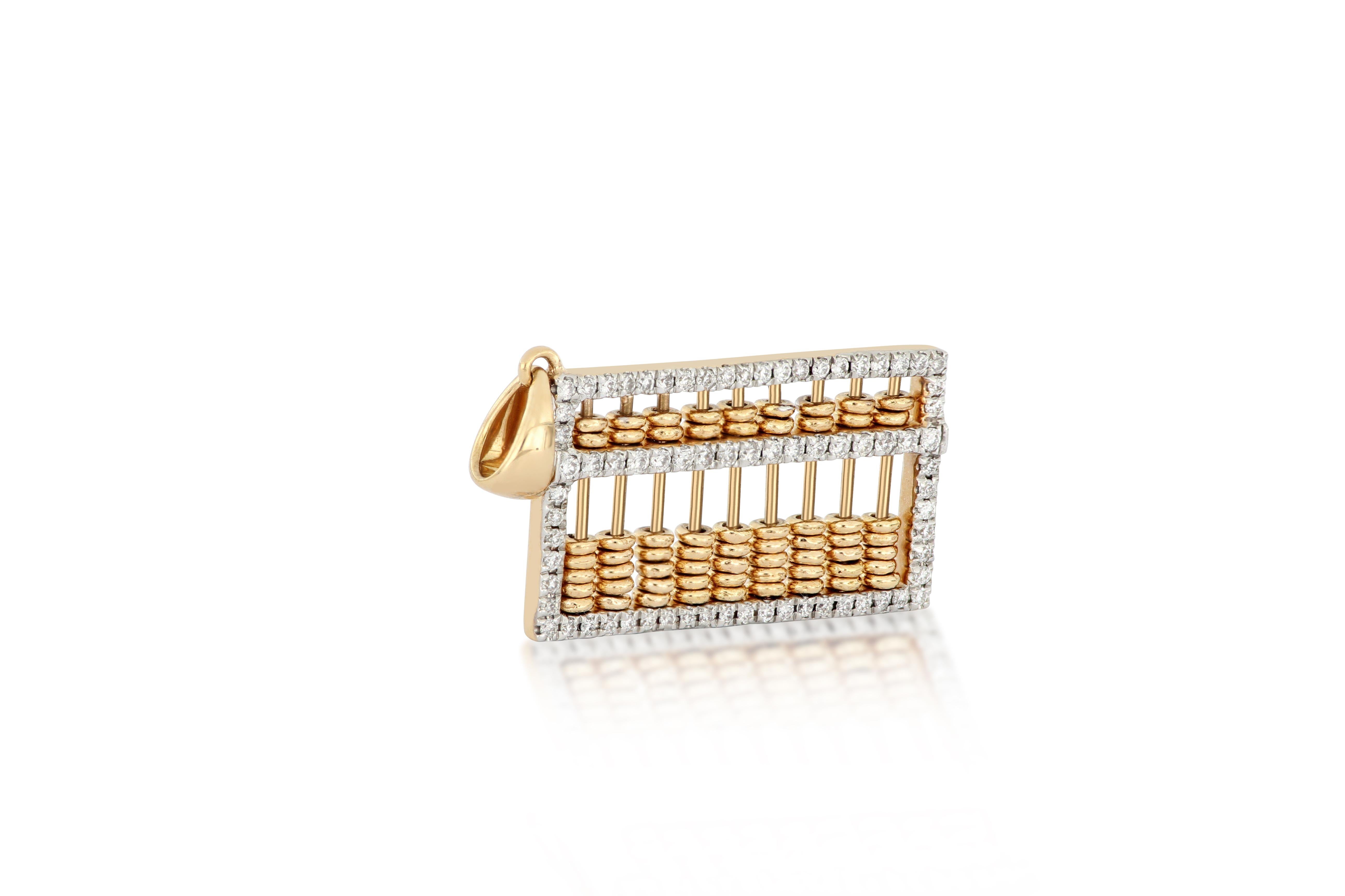 Contemporary 18 Karat Rose Gold Abacus Diamond Pendant with Necklace For Sale