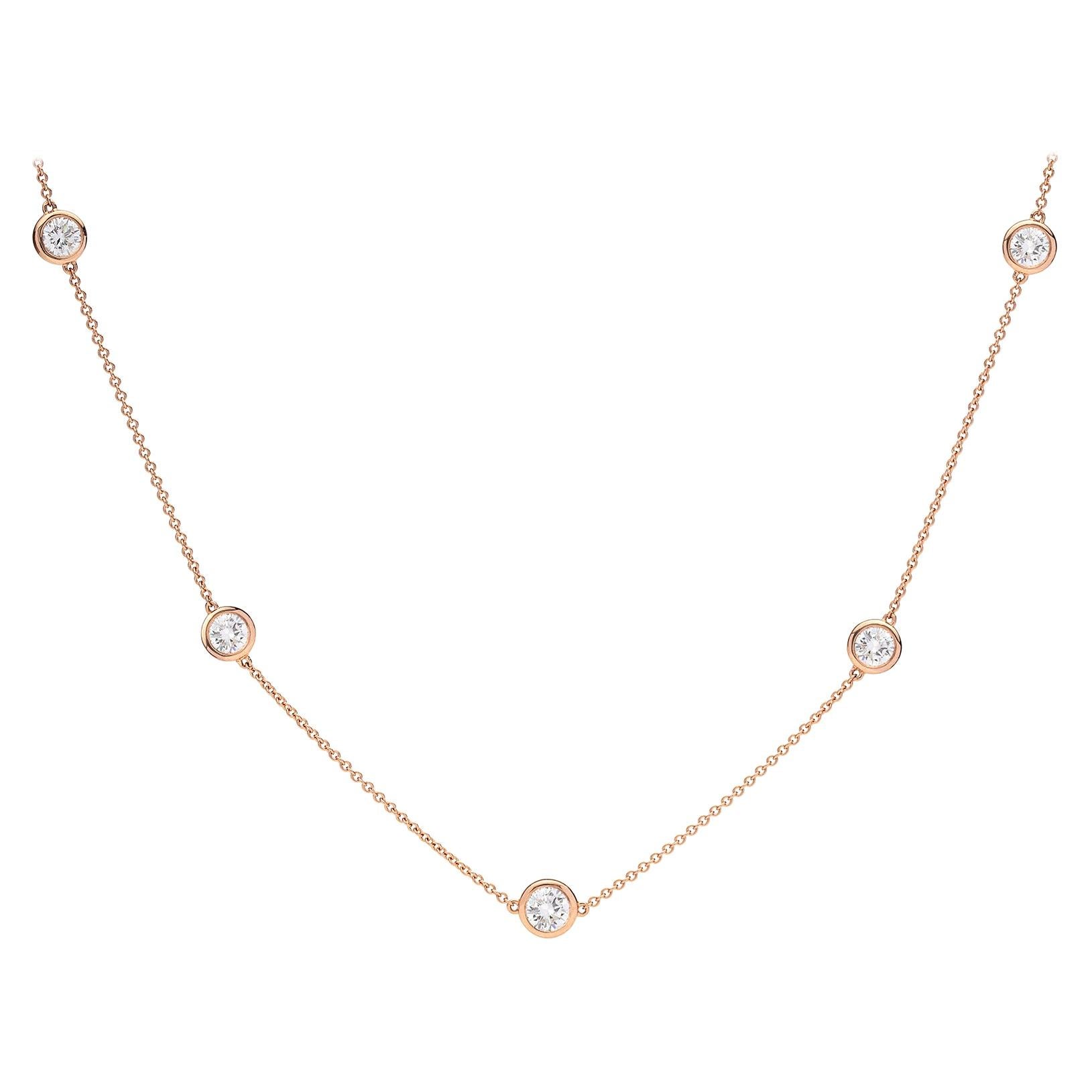 18 Karat Rose Gold Adjustable Diamonds by the Yard Necklace