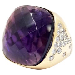 18 Karat Rose Gold, Amethyst, and Diamond Cocktail Ring 18 Karat Rose Gold, Amethyst, and Diamond Cocktail Ring