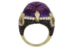 18 Karat Rose Gold Amethyst, Citrine and Diamond Venice Ring by Niquesa