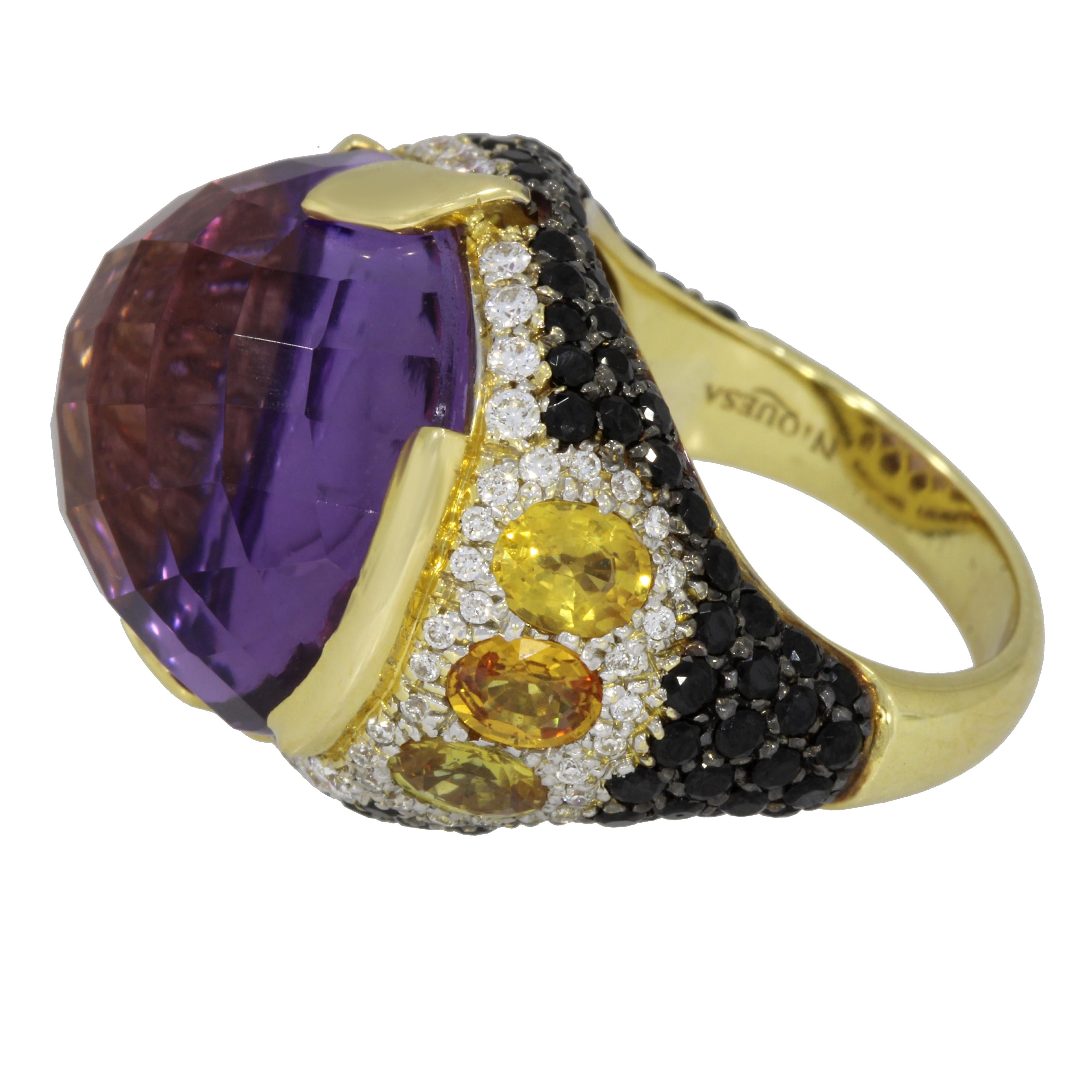 18 Karat Rose Gold Amethyst, Citrine and Diamond Venice Ring by Niquesa In New Condition For Sale In London, GB