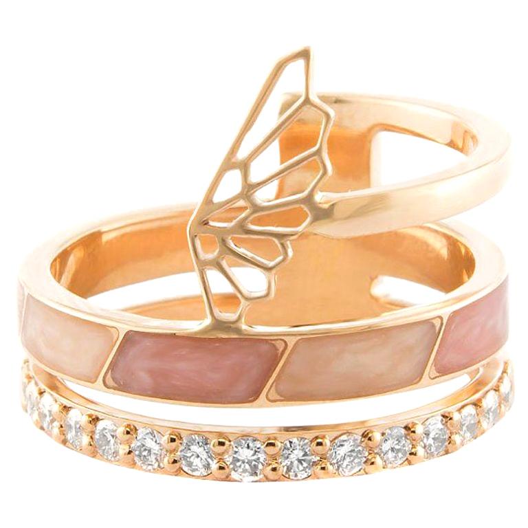 Alessa Sunrise Fairy Ring 18 Karat Rose Gold Give Wings Collection For Sale