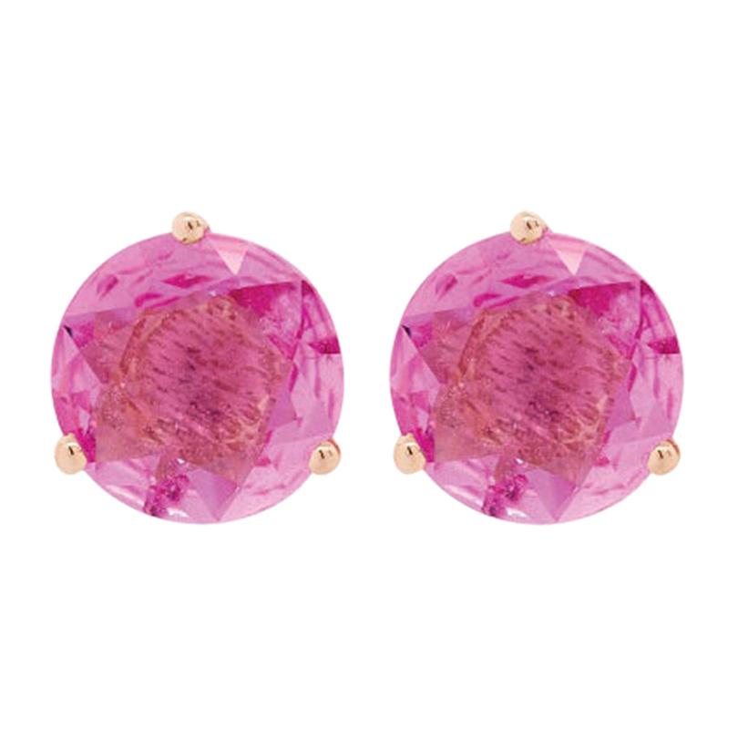 18 Karat Rose Gold and 1 Carat Lu Pink Sapphire Stud by Alessa Jewelry For Sale