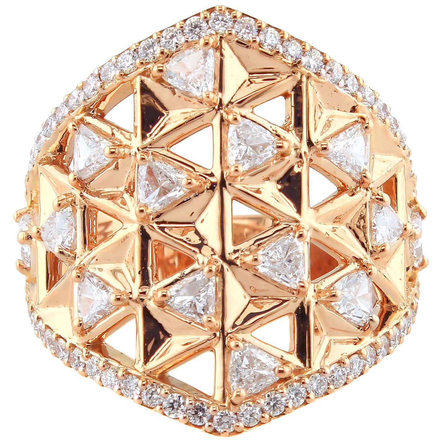 Alessa Shield Ring 18 Karat Rose Gold Amara Collection For Sale