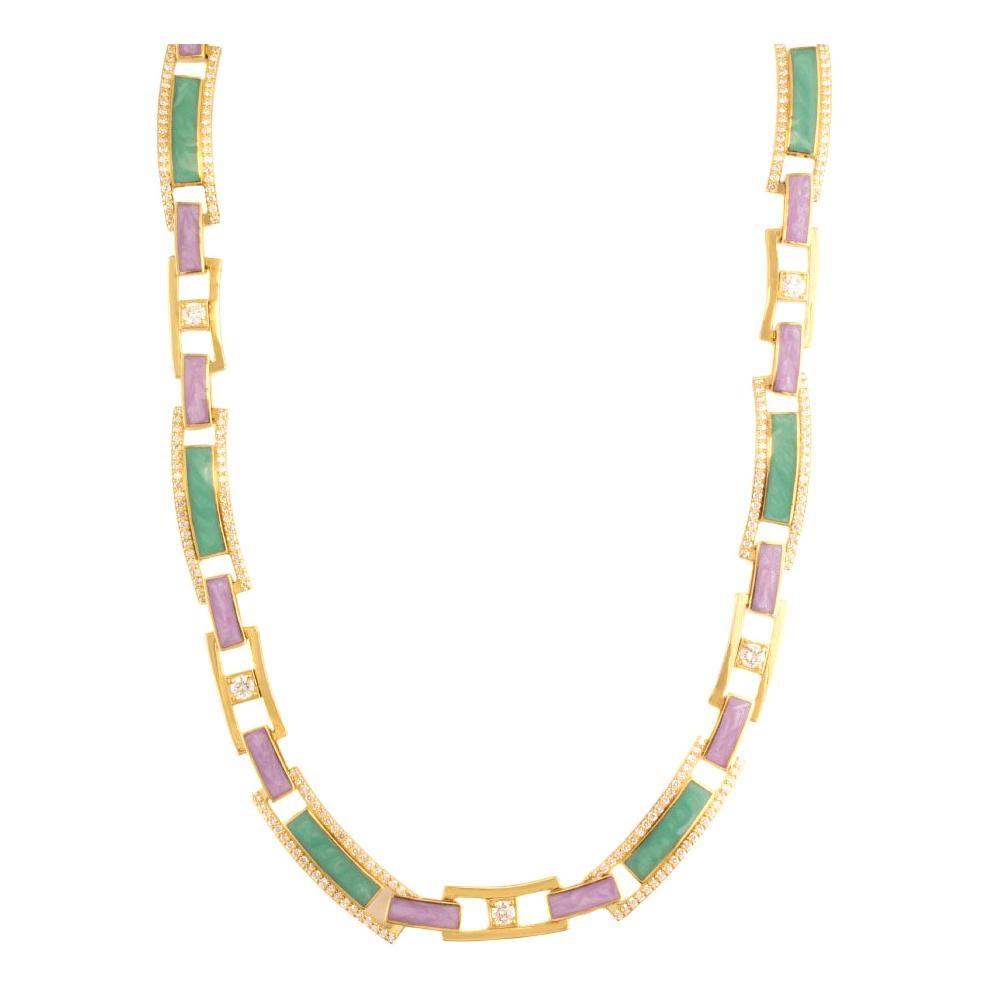 Alessa Enamel Necklace 18 Karat Yellow Gold Spectrum Collection For Sale