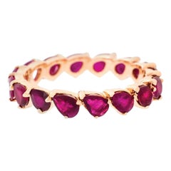 18 Karat Rose Gold and 2.63 Carat Ruby Pear Eternity Stack by Alessa Jewelry