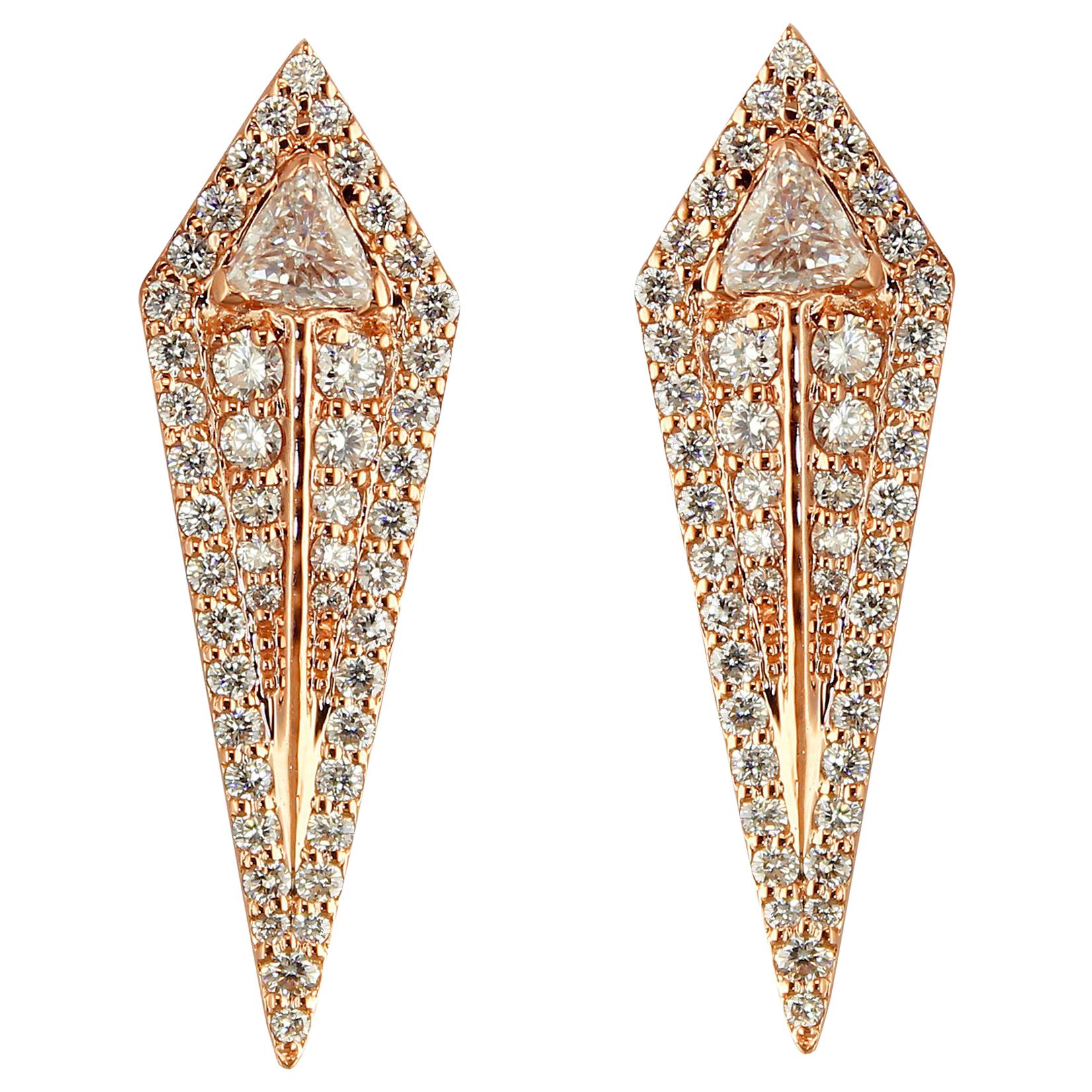 Alessa Arrow Studs Earrings 18 Karat Rose Gold Amara Collection For Sale