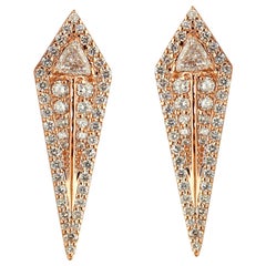 18 Karat Rose Gold and 2.72 Carat Colorless Diamond Arrow Studs Earrings