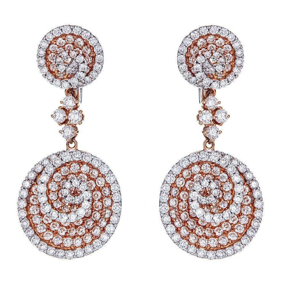 Infinity Circle Design 5.33 ctw Pave Diamond Drop Earrings in 18k Rose Gold