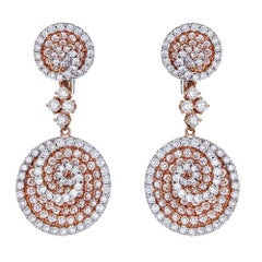 Infinity Circle Design 5.33 ctw Pave Diamond Drop Earrings in 18k Rose Gold