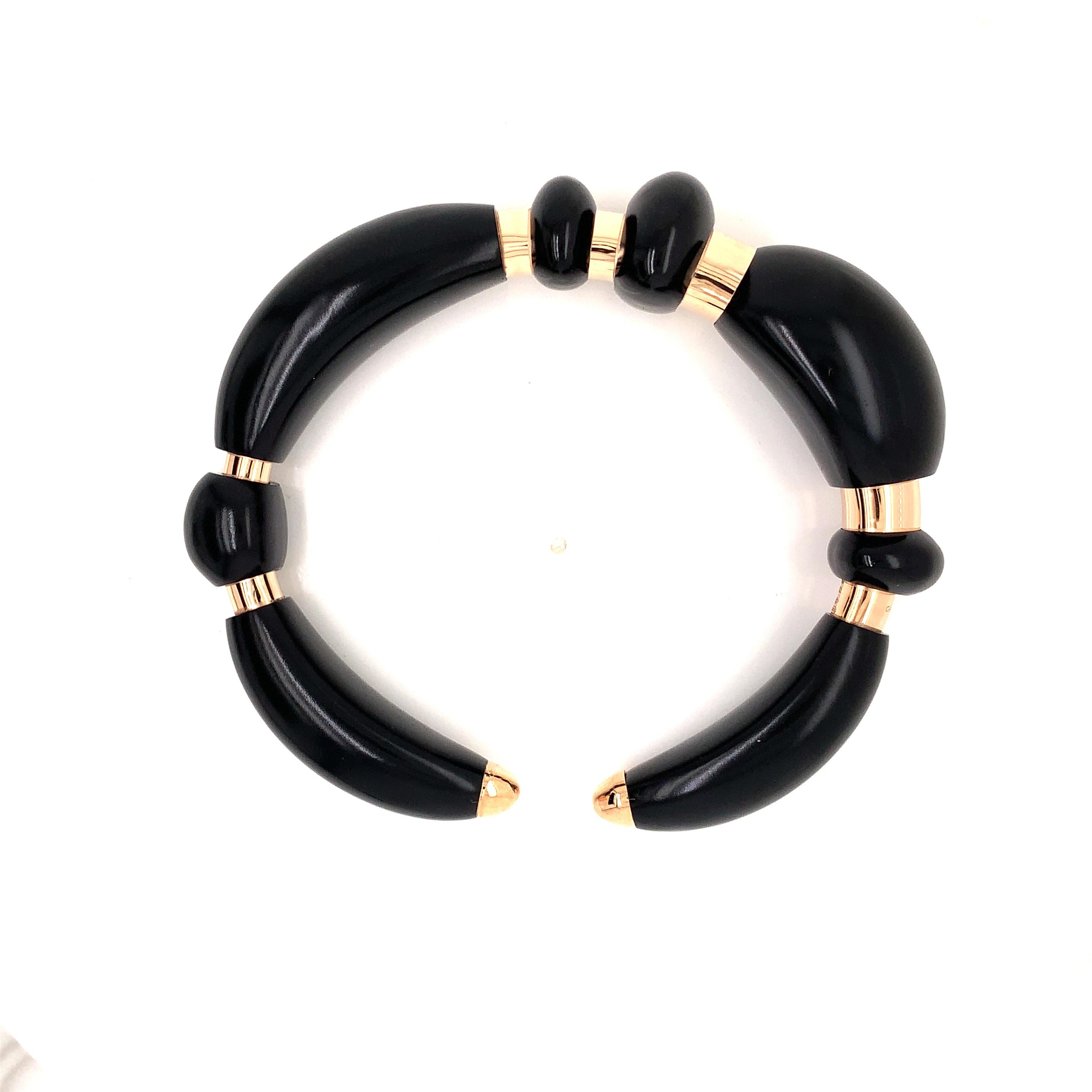 18 Karat Rose Gold and Black Bronze Modern  Bracelet 
New Dolce Vita Collection by Garavelli
Cuff bracelet - Size 7