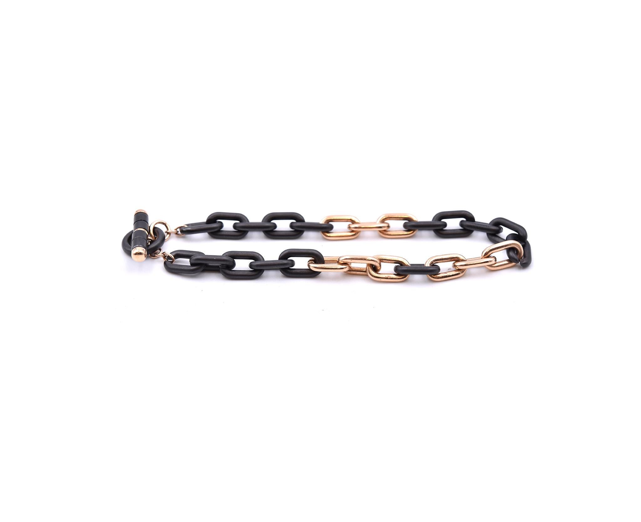 Designer: custom
Material: 18k rose gold
Dimensions: bracelet measures 8-inches in length and 6.05mm in width
Weight: 13.1 grams