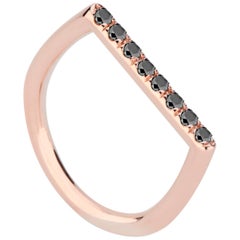 18 Karat Rose Gold and Black Diamond Stacking Square Ring