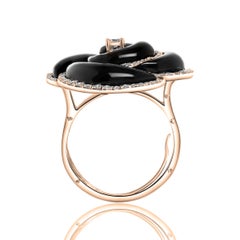 18 Karat Rose Gold and Black Onyx and Diamond Ring