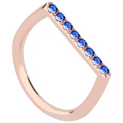18 Karat Rose Gold and Blue Sapphire Stacking Ring