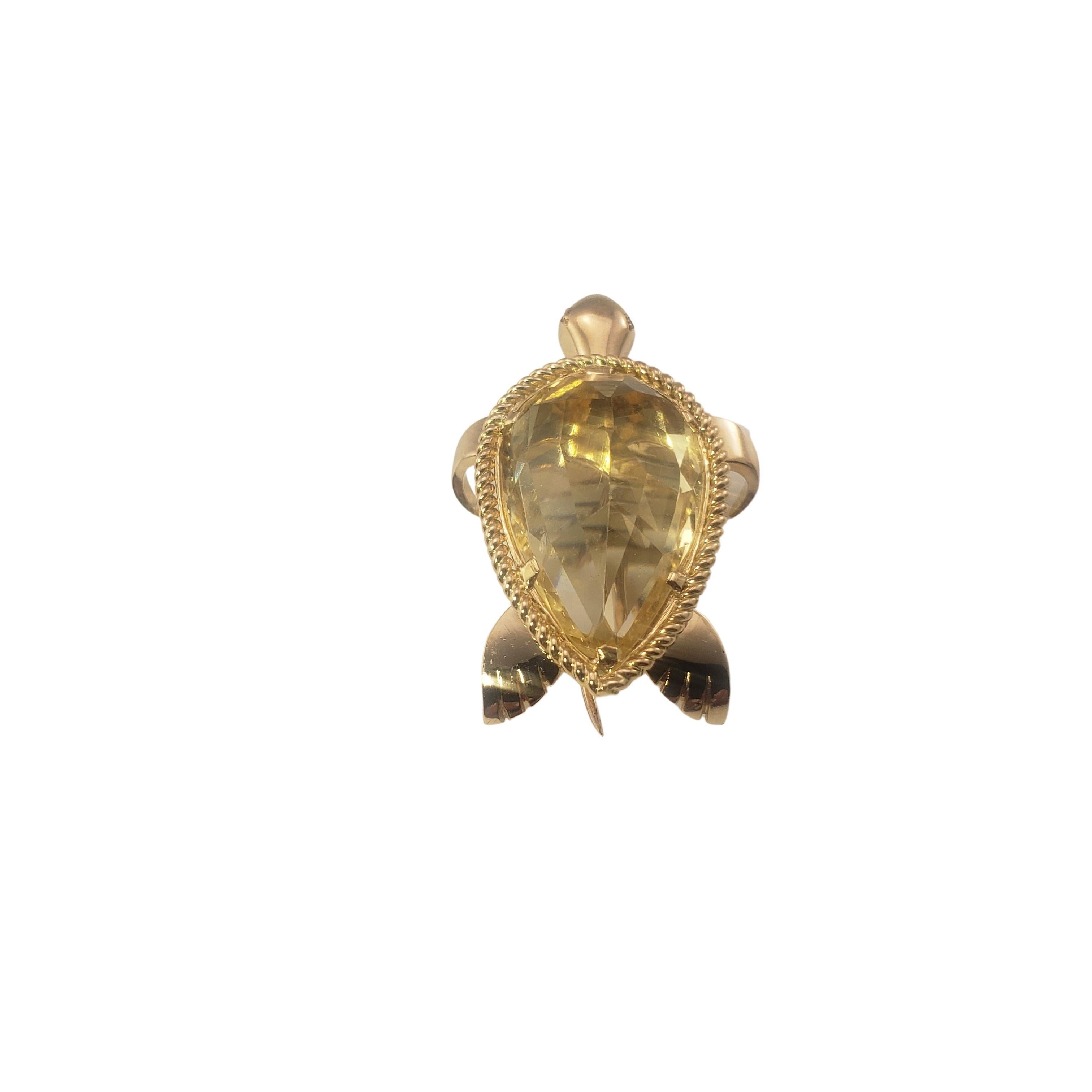 18 Karat Rose Gold and Citrine Turtle Brooch / Pin In Good Condition In Washington Depot, CT