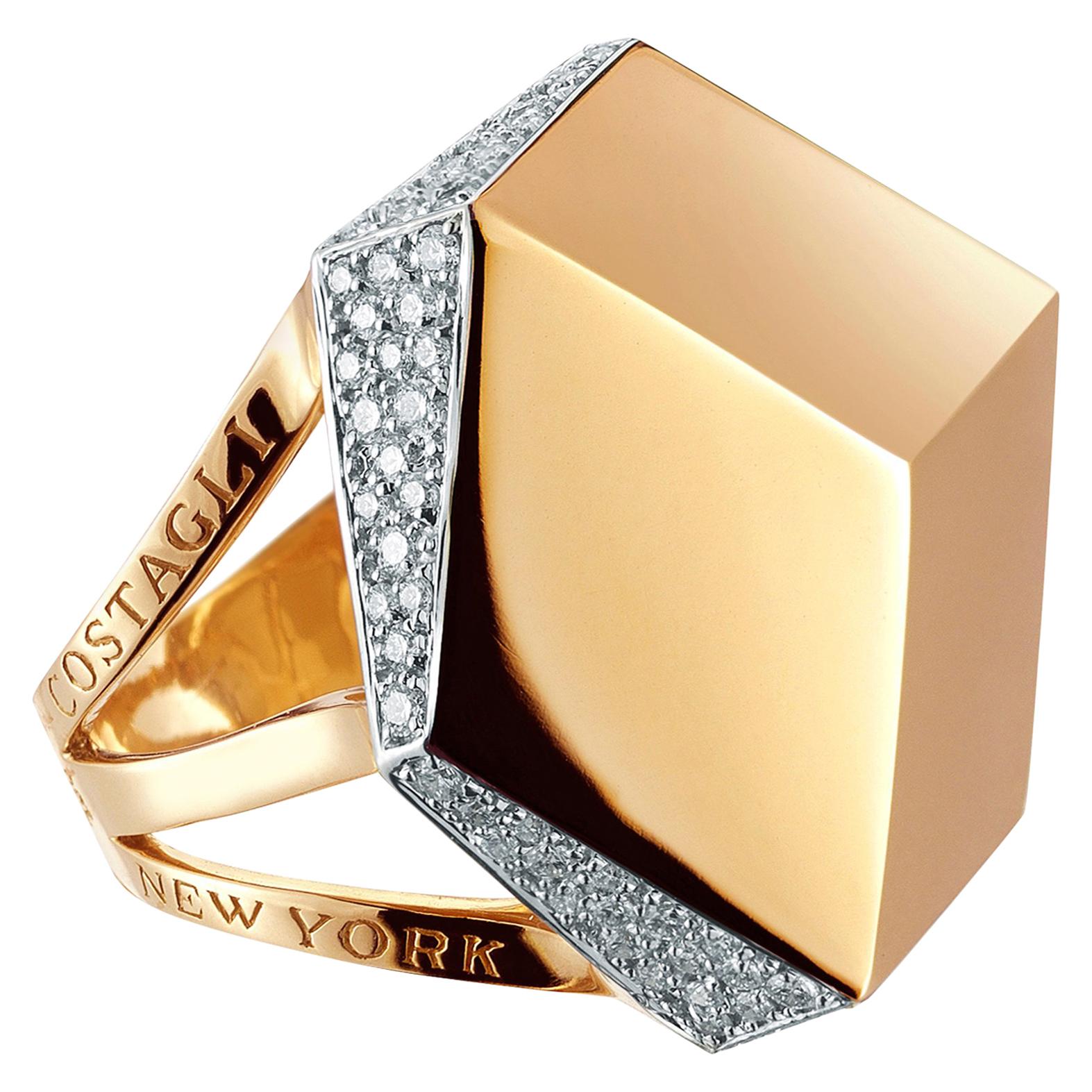 Paolo Costagli 18 Karat Rose Gold and Diamond Brillante Cocktail Ring For Sale