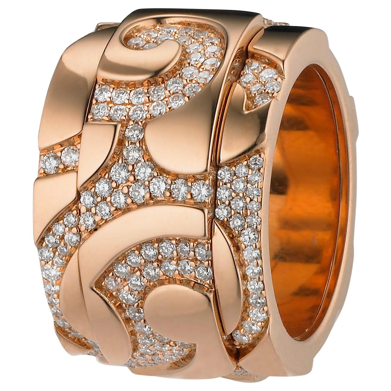 18 Karat Rose Gold and Diamond Cigar Band Spinning Ring