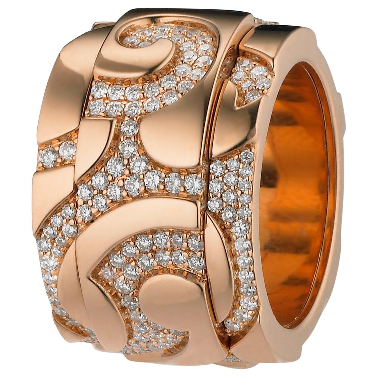 Auction - 18 Karat Rose Gold and Diamond Cigar Band Spinning Ring For Sale