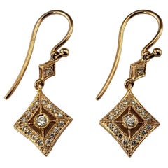 18 Karat Rose Gold and Diamond Dangle Earrings #17451