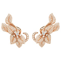 18 Karat Rose Gold and Diamond Fleur de Lis Earrings