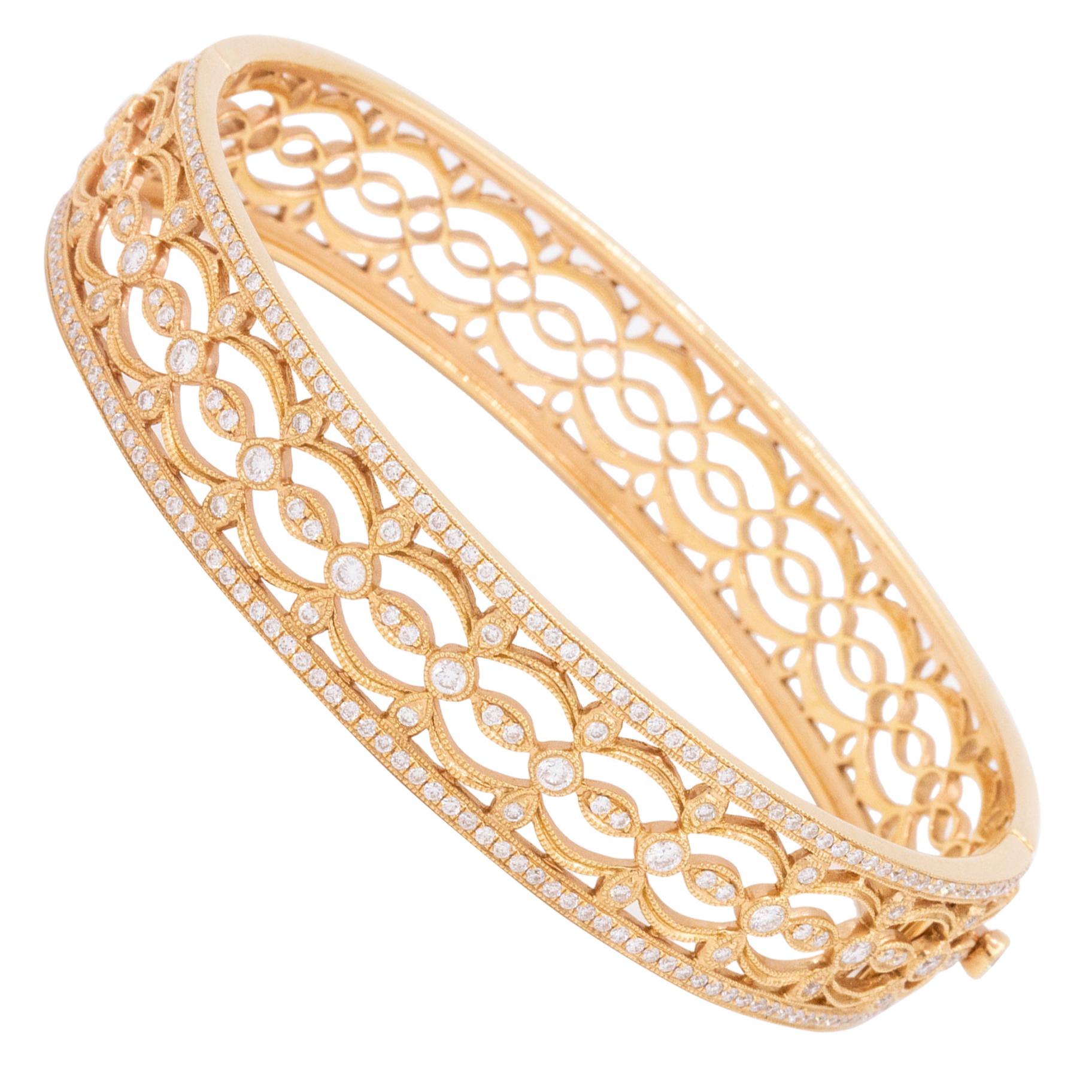 18 Karat Rose Gold and Diamond Heritage Bangle Bracelet-Original Retail $10, 795 For Sale