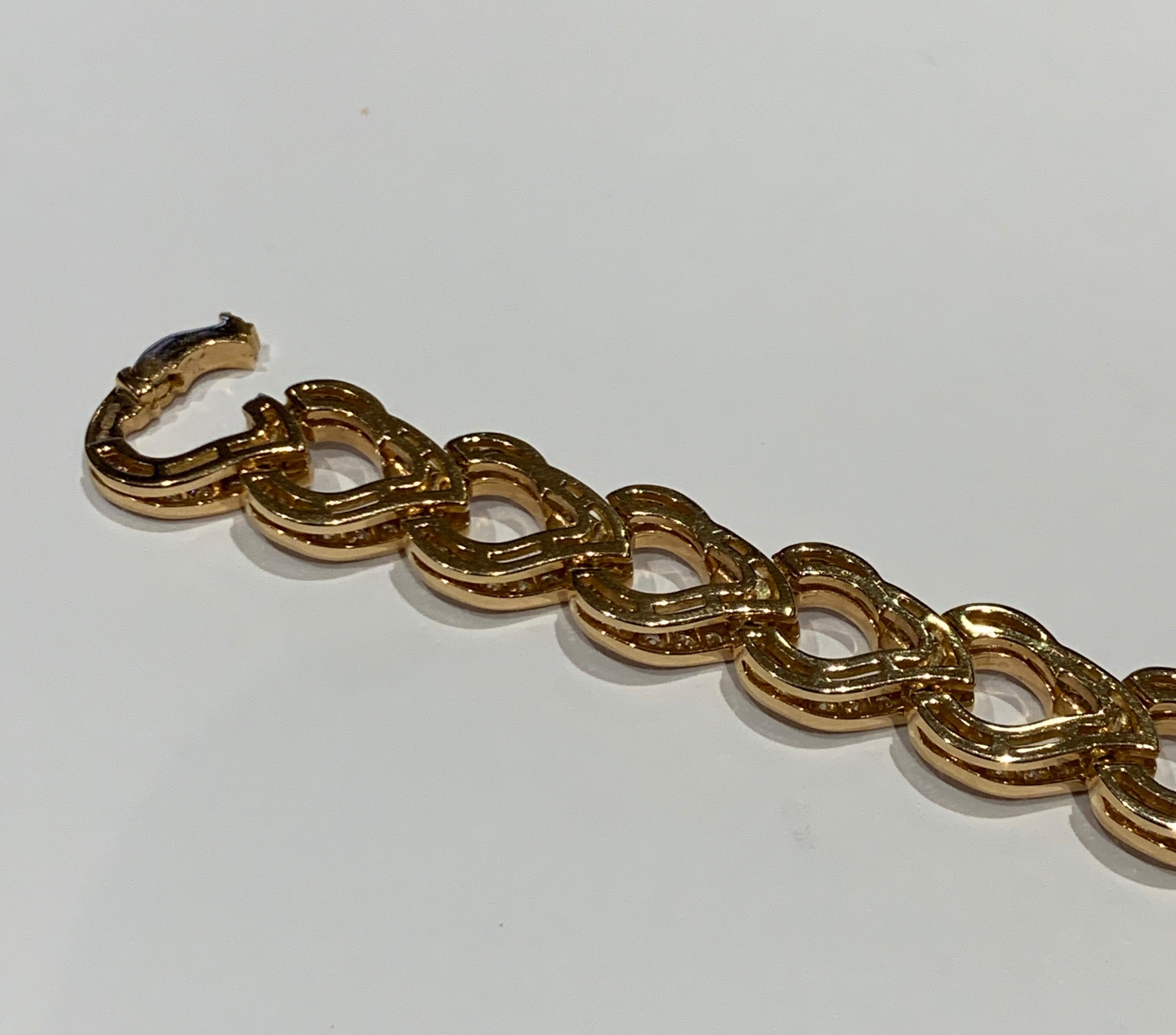 Round Cut 18 Karat Rose Gold and Diamond Kashmir Chain Bracelet For Sale