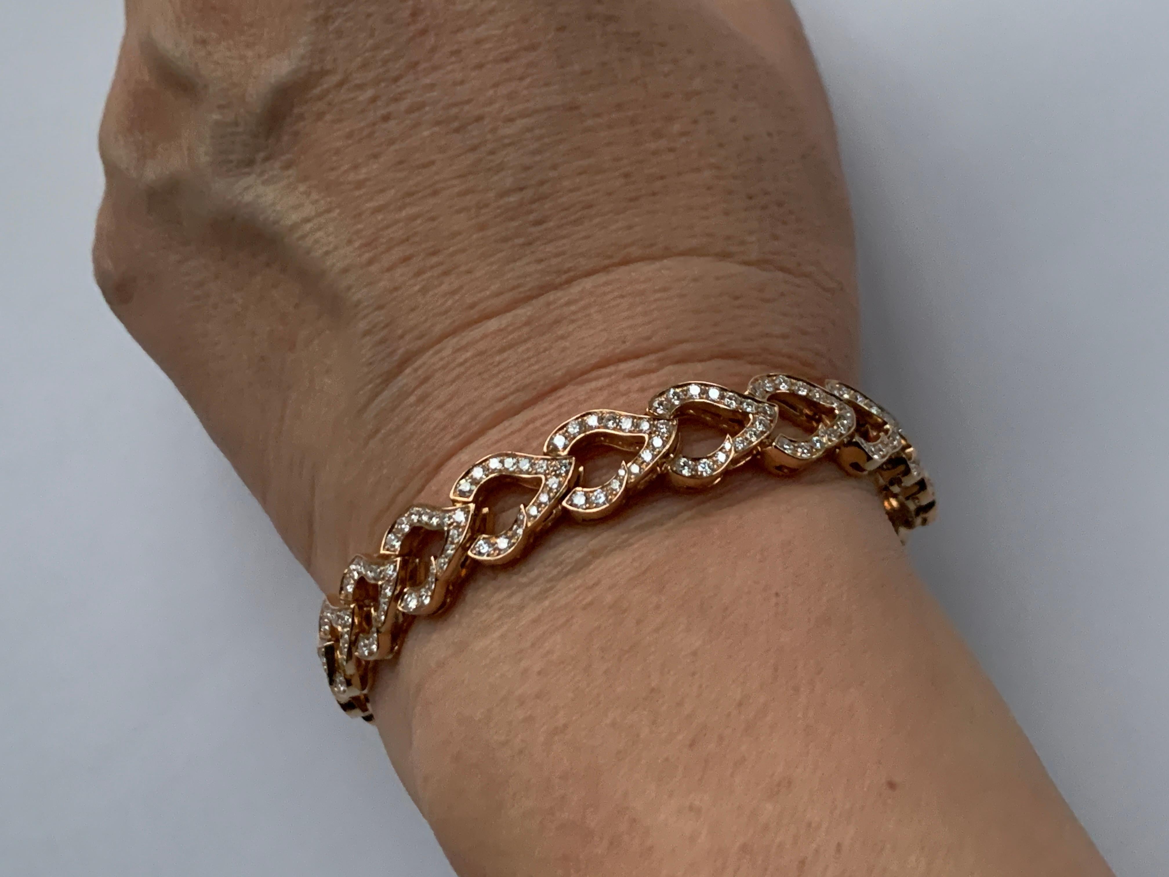 18 Karat Rose Gold and Diamond Kashmir Chain Bracelet For Sale 2