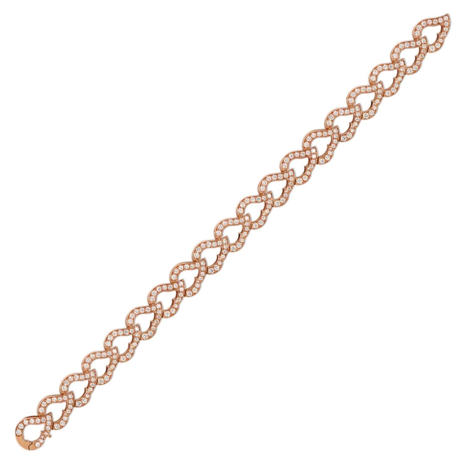 18 Karat Rose Gold and Diamond Kashmir Chain Bracelet For Sale