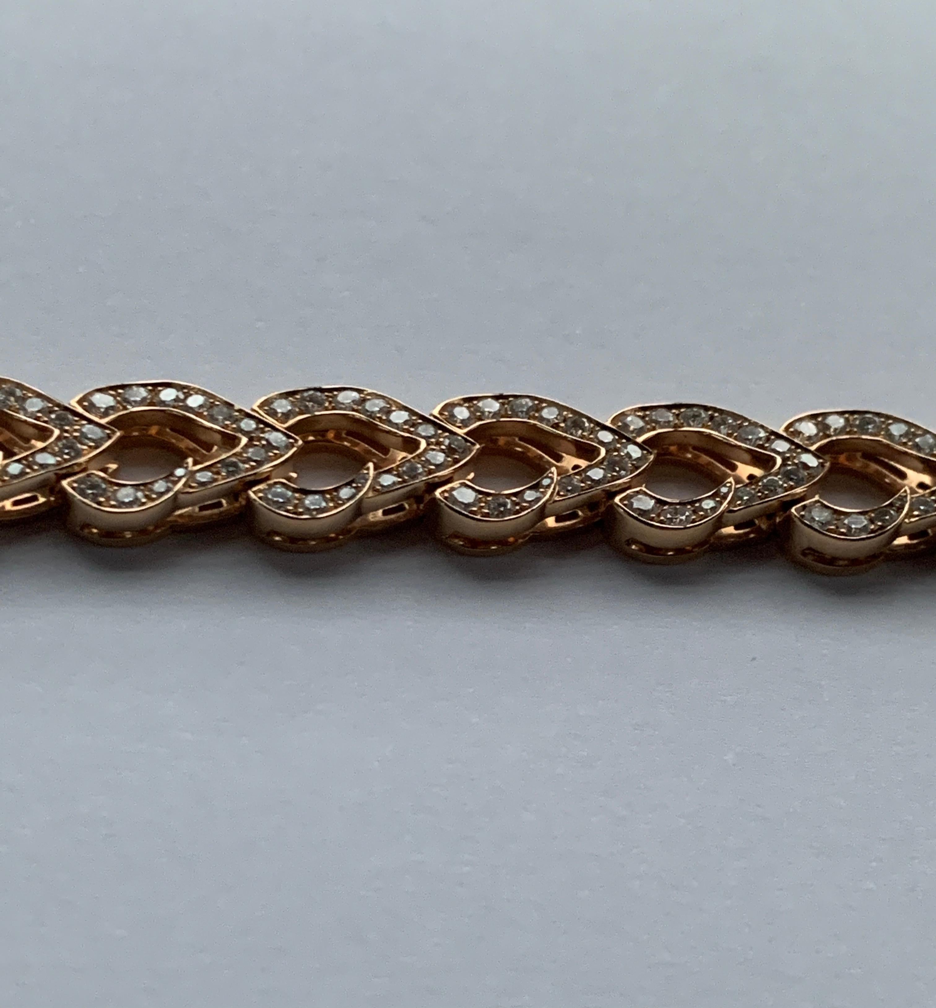 Round Cut 18 Karat Rose Gold and Diamond Kashmir Chain Necklace