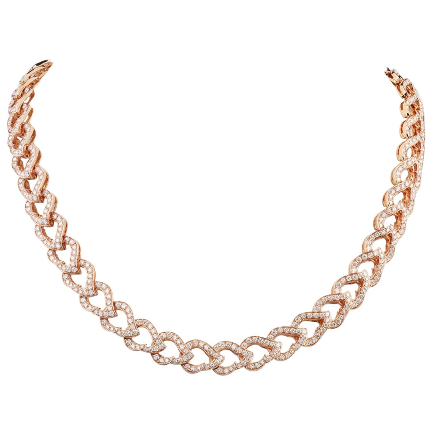 18 Karat Rose Gold and Diamond Kashmir Chain Necklace