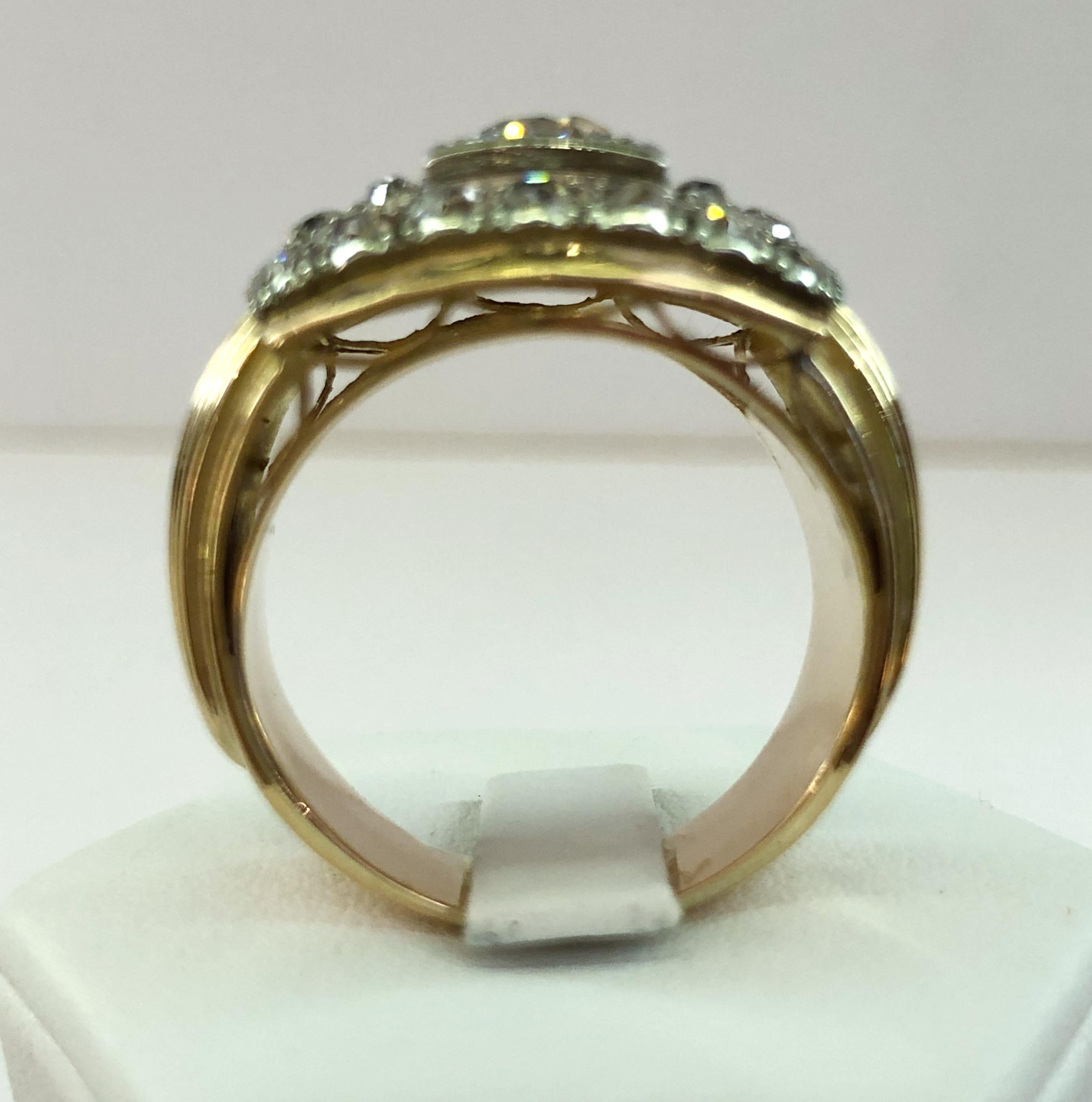 Brilliant Cut 18 Karat Rose Gold and Diamond Men's Ring For Sale