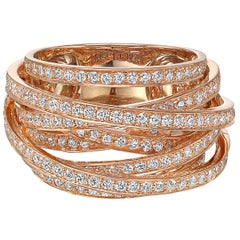 18 Karat Rose Gold and Diamond Multi-Row Ring