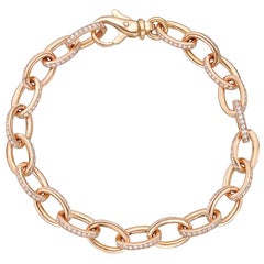 18 Karat Rose Gold and Diamond Oval Link Bracelet