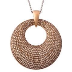 18 Karat Rose Gold and Diamond Pave Pendant Necklace