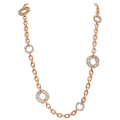 18 Karat Rose Gold and Diamond Round Link Carousel Convertible Necklace