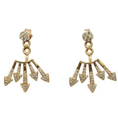 18 Karat Rose Gold and Diamonds Cuff Earrings with Arrows Motifs