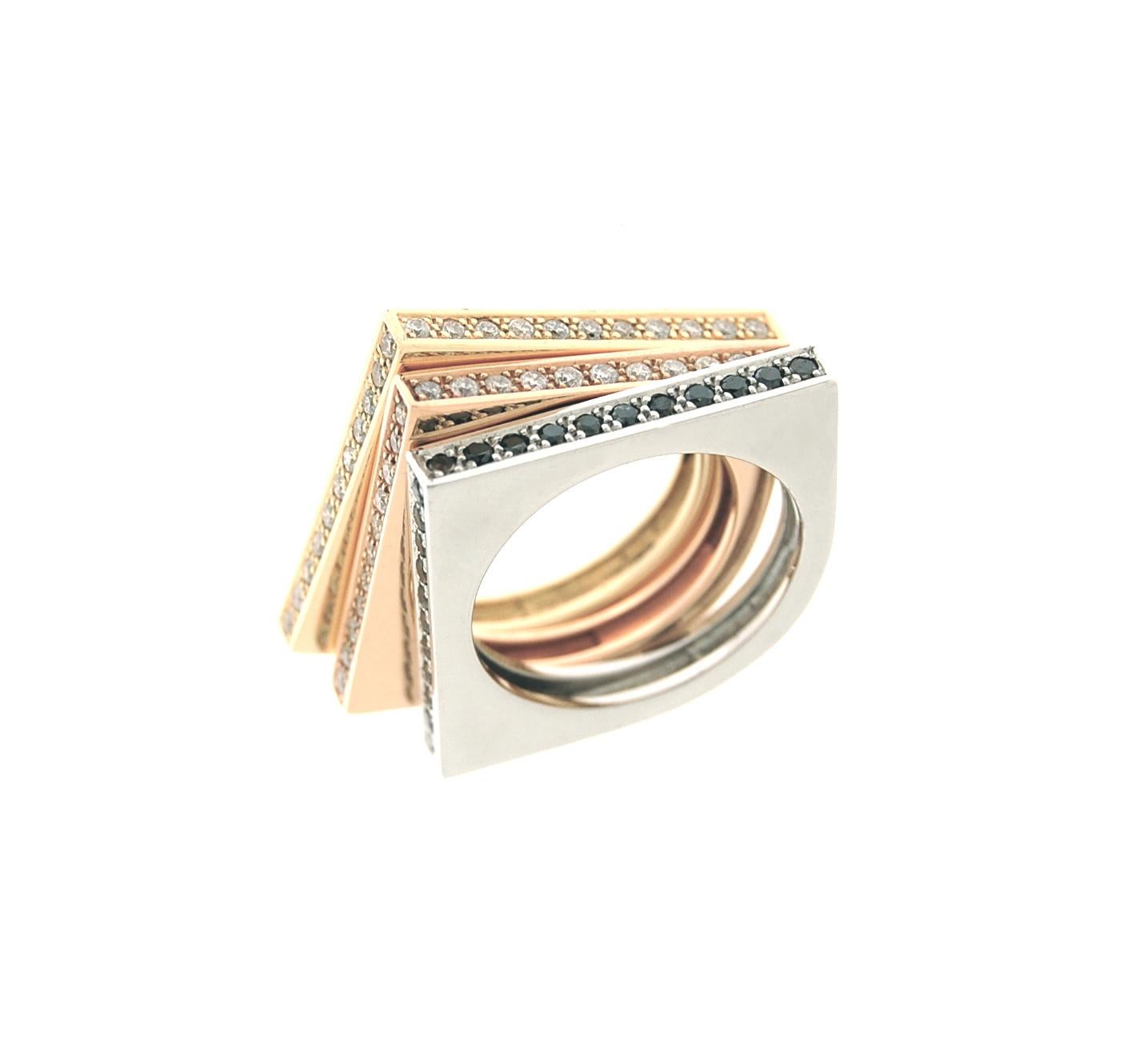 Contemporary Modern Diamond Band in 18 Karats Rose Gold Stackable Wedding Ring For Sale