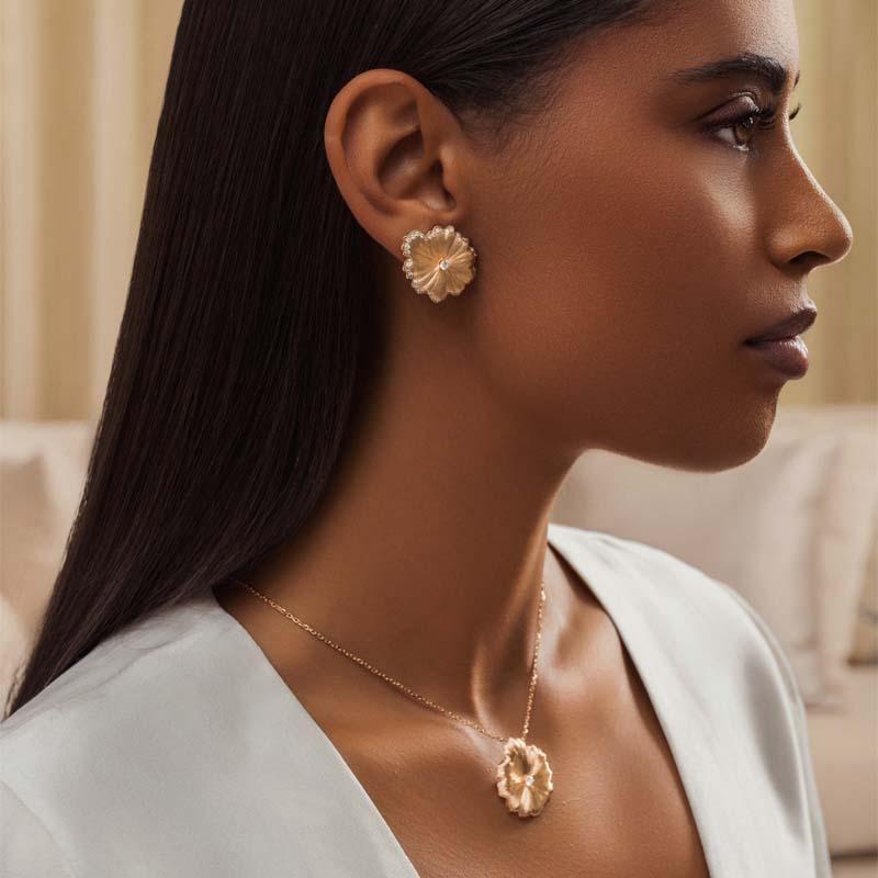 Contemporary 18 Karat Rose Gold and Diamonds Mini Earrings For Sale