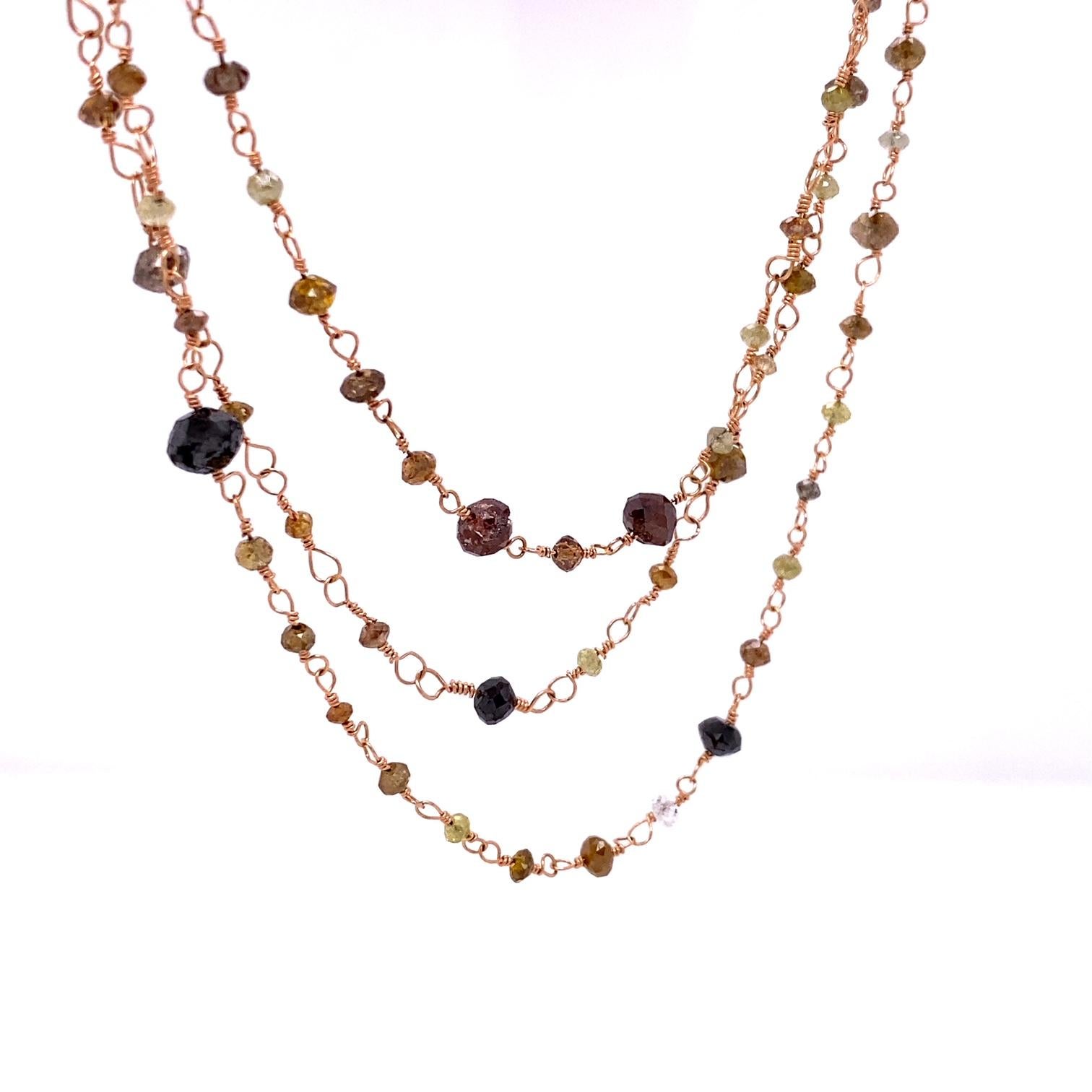 Contemporary 18 Karat Rose Gold and Multi-Color Diamond Necklace