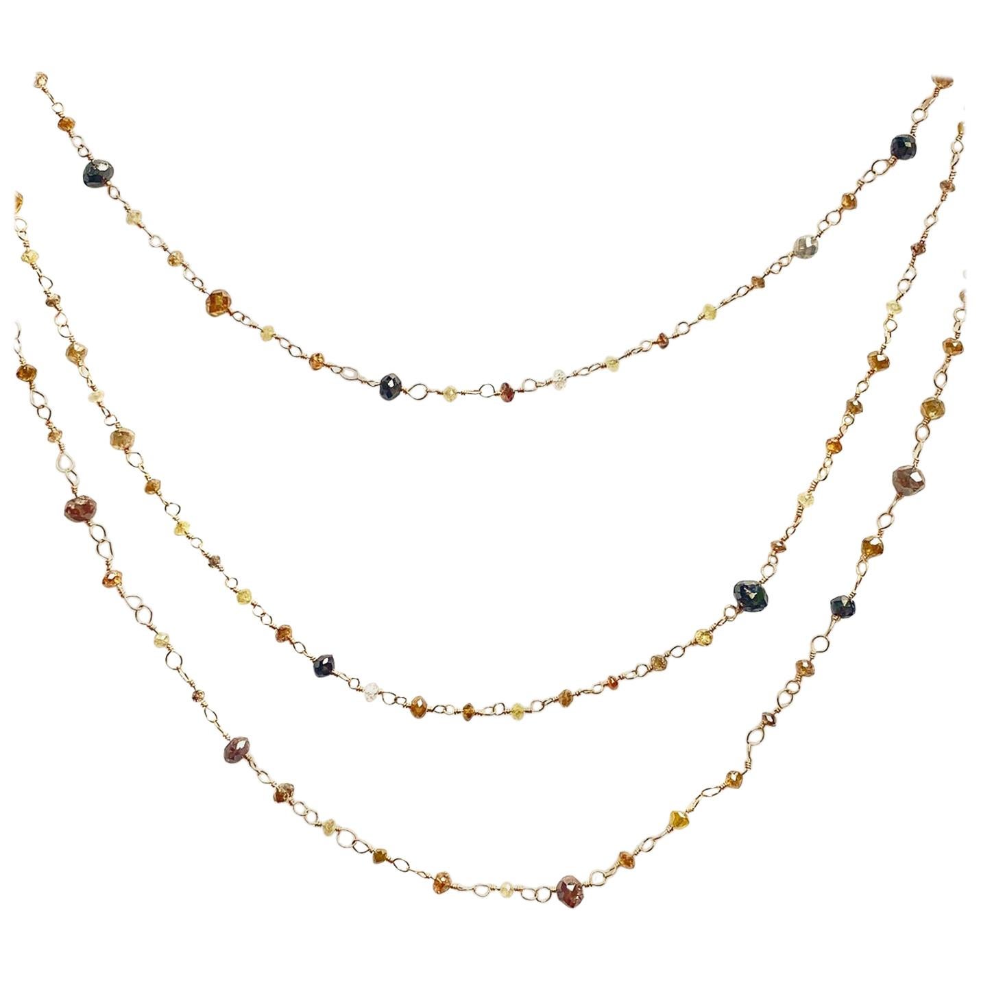 18 Karat Rose Gold and Multi-Color Diamond Necklace