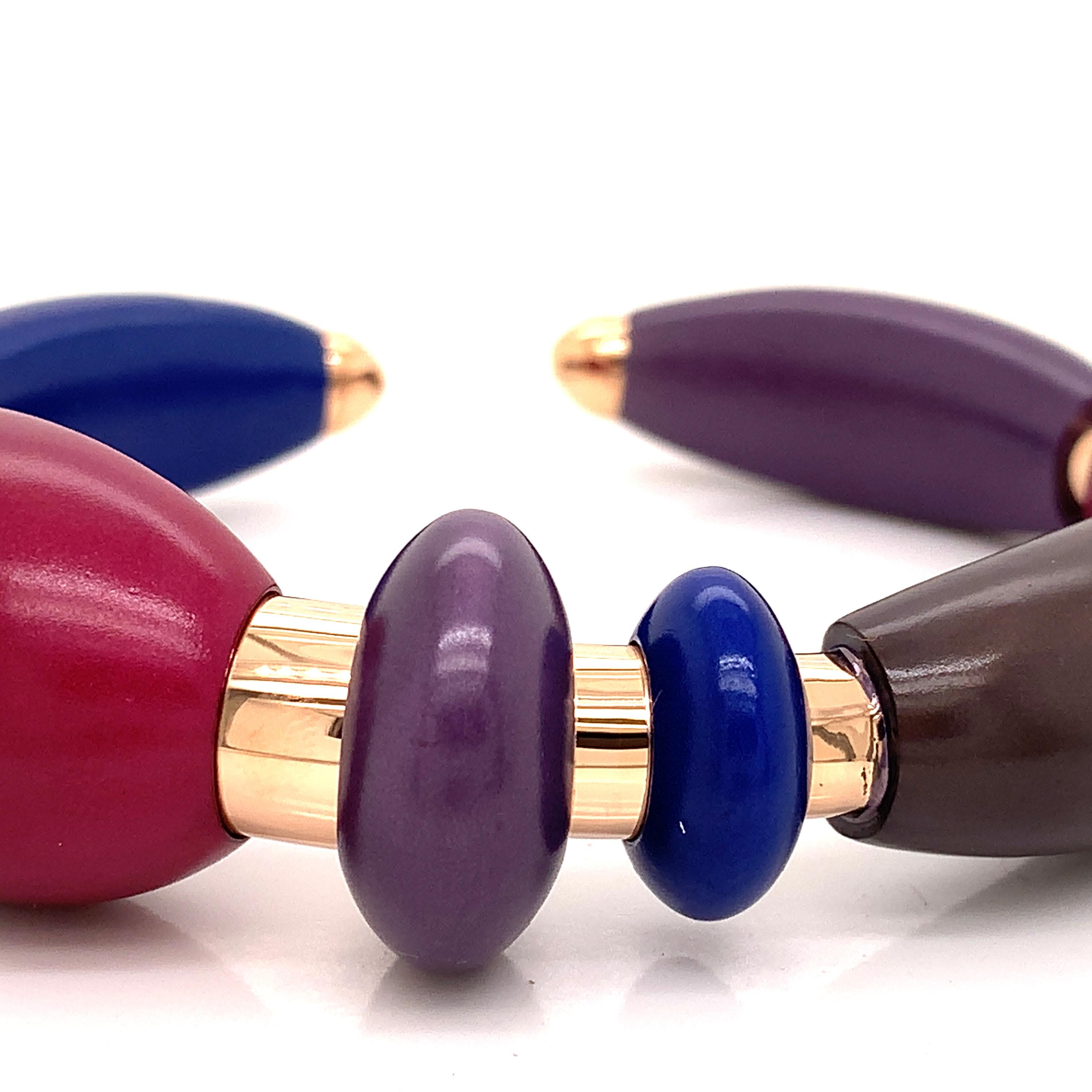 18 Karat Rose Gold and Multicolor ( purple, violet, blue, gunmetal colors) Bronze Modern  Bracelet 
New Dolce Vita Collection by Garavelli
Cuff bracelet - Size 7
