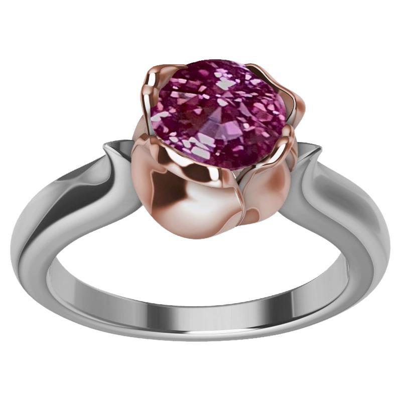 For Sale:  18 Karat Rose Gold and Platinum Ceritfied Pink Sapphire 1.18 Carat Tulip Ring