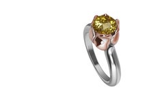 18 Karat Rose Gold and Platinum Ceritfied Yellow Sapphire 1.37 Carat Tulip Ring