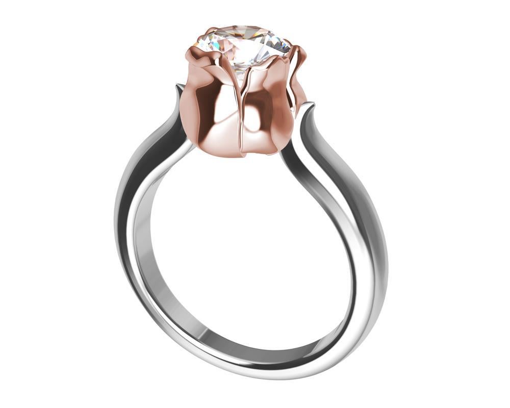 Im Angebot: Verlobungsring aus 18 Karat Roségold und Platin mit GIA-Diamant-Tulpen () 3