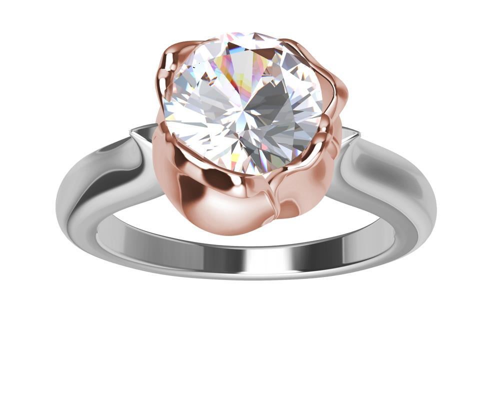 Im Angebot: Verlobungsring aus 18 Karat Roségold und Platin mit GIA-Diamant-Tulpen () 4