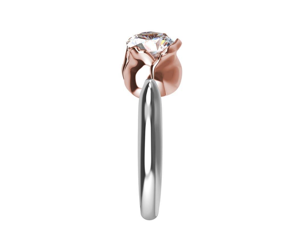 Im Angebot: Verlobungsring aus 18 Karat Roségold und Platin mit GIA-Diamant-Tulpen () 5