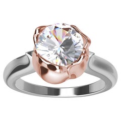 18 Karat Rose Gold and Platinum GIA Diamond Tulip Engagement Ring