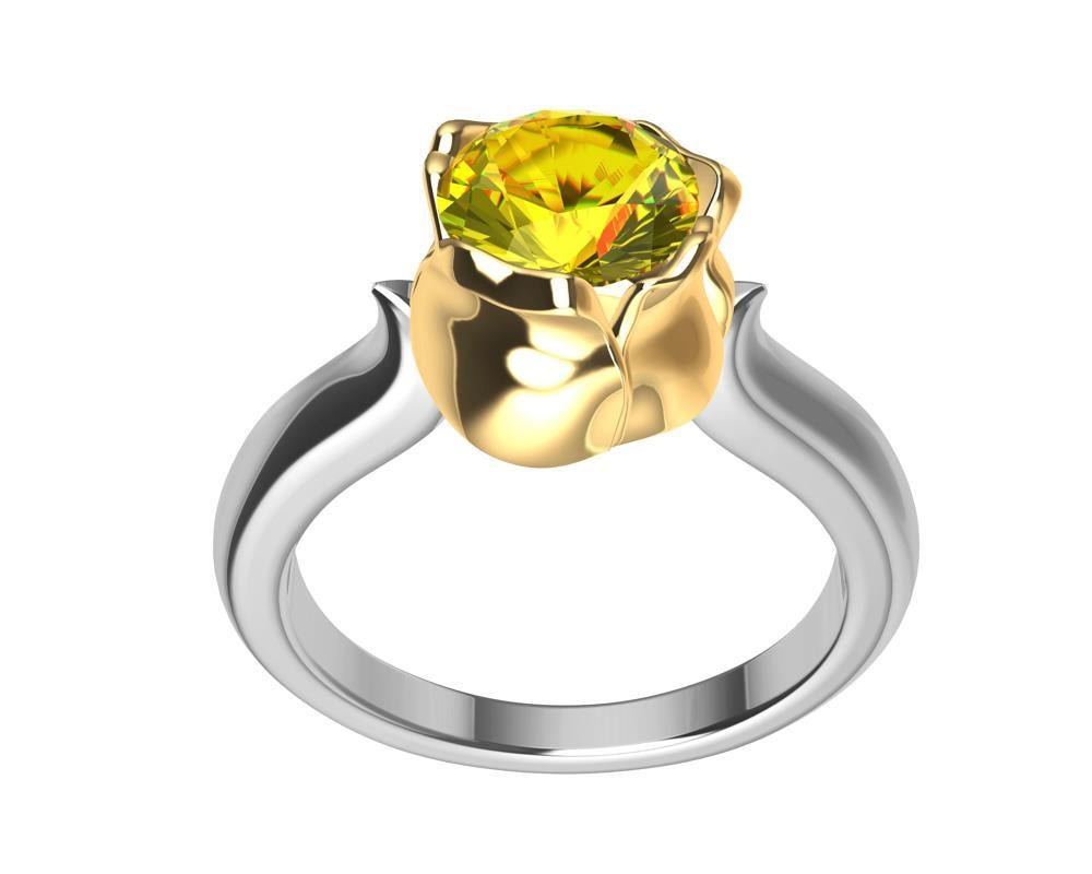 For Sale:  18 Karat Rose Gold and Platinum GIA Diamond Tulip Engagement Ring, Tiffany Desi 7