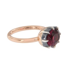 18 Karat Rose Gold and Silver 3.73 Carat Rubelite Ring by William Rosenberg